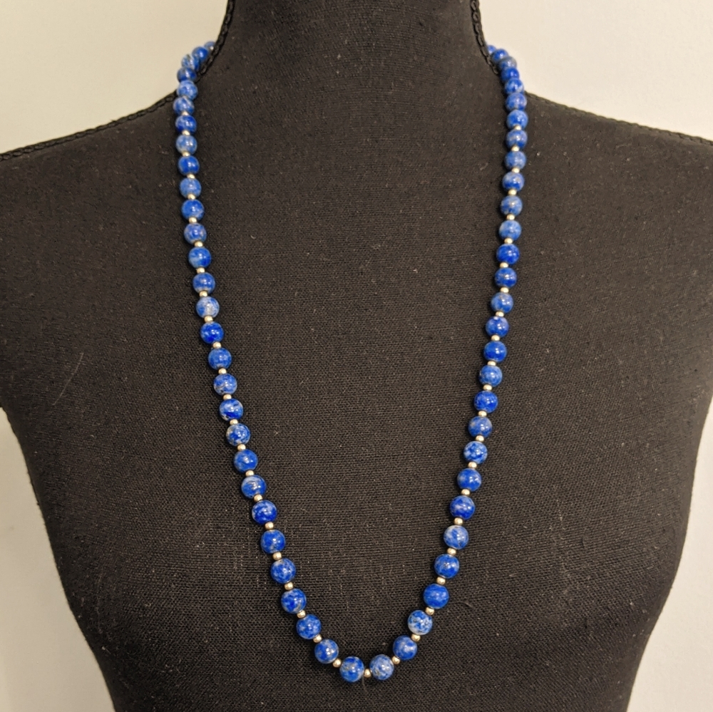Lapis lazuli extra long bead necklace